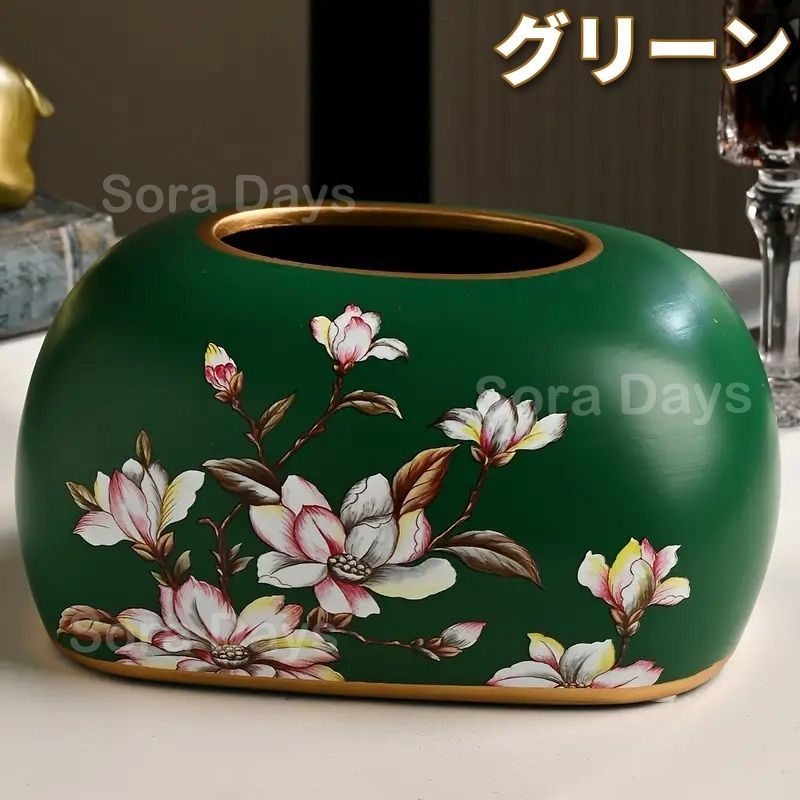 ティッシュボックス 花柄 セラミック クラシック エレガント おしゃれ