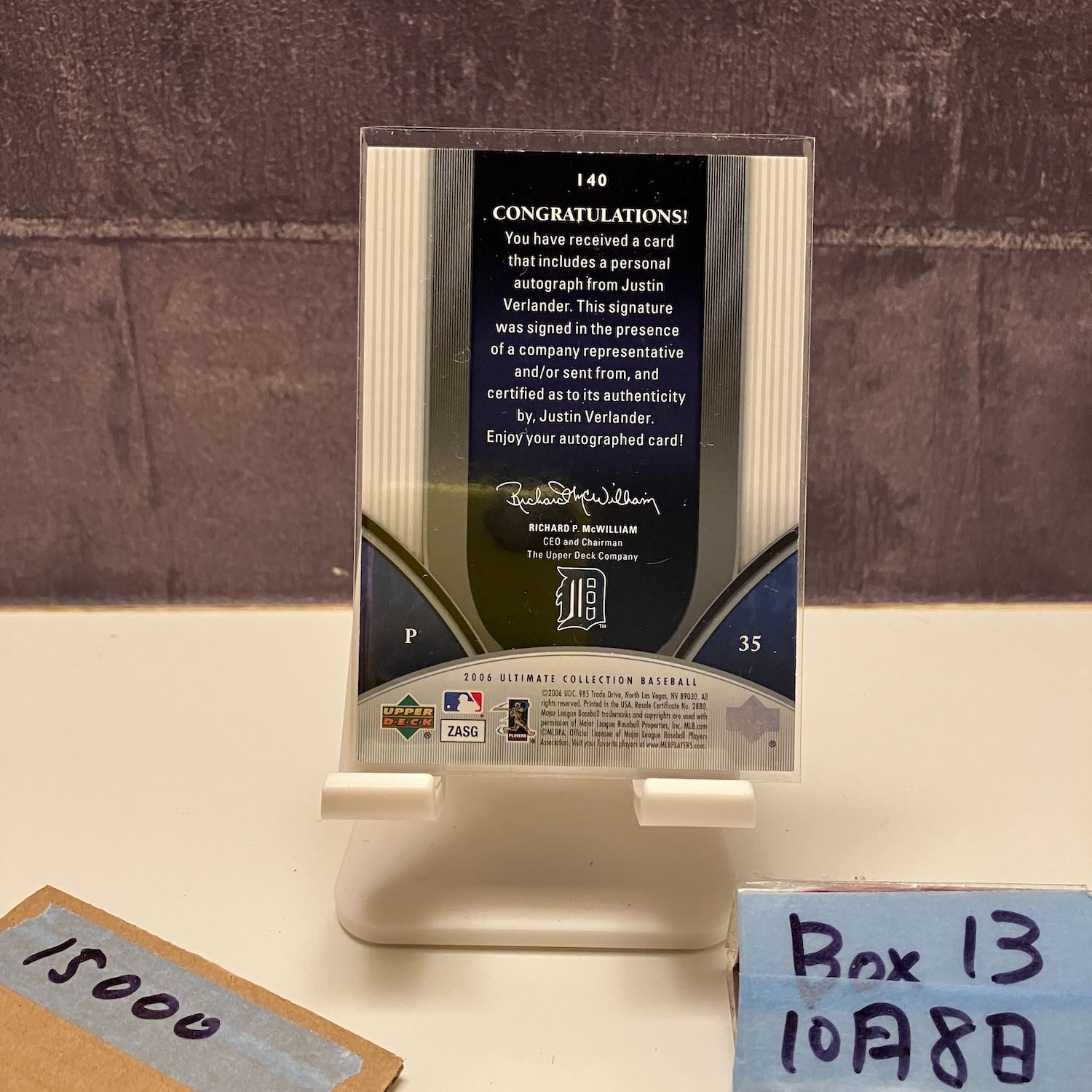2006 Upper Deck Ultimate Collection Justin Verlander 125 180 直筆サインカード Detroit Tigers RC ルーキー Rookie カード