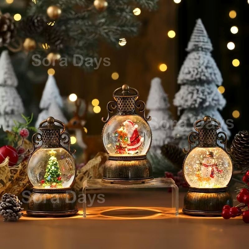  スノードーム クリスマス雑貨 ライト 音付き サンタクロース おしゃれ きらきら インテリア 北欧 ヴィンテージ風 光る 音楽切り替え USB電源式 乾電池 両用 サンタ プレゼント トナカイ 雪だるま クリスマスツリー 装飾 8 8 15cm フォトフレームセット 置物 インテリア小物