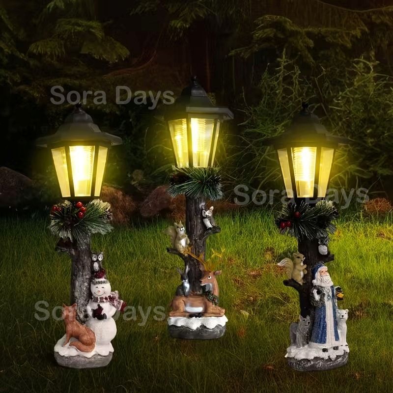 ガーデンライト 雑貨 屋外装飾 ランプ ソーラー充電 ナチュラル 幻想的 メルヘン おしゃれ 庭 花壇 雪だるま 動物 選べるデザイン 冬 自動点灯 間接照明 太陽光発電 樹脂 ×38 cm