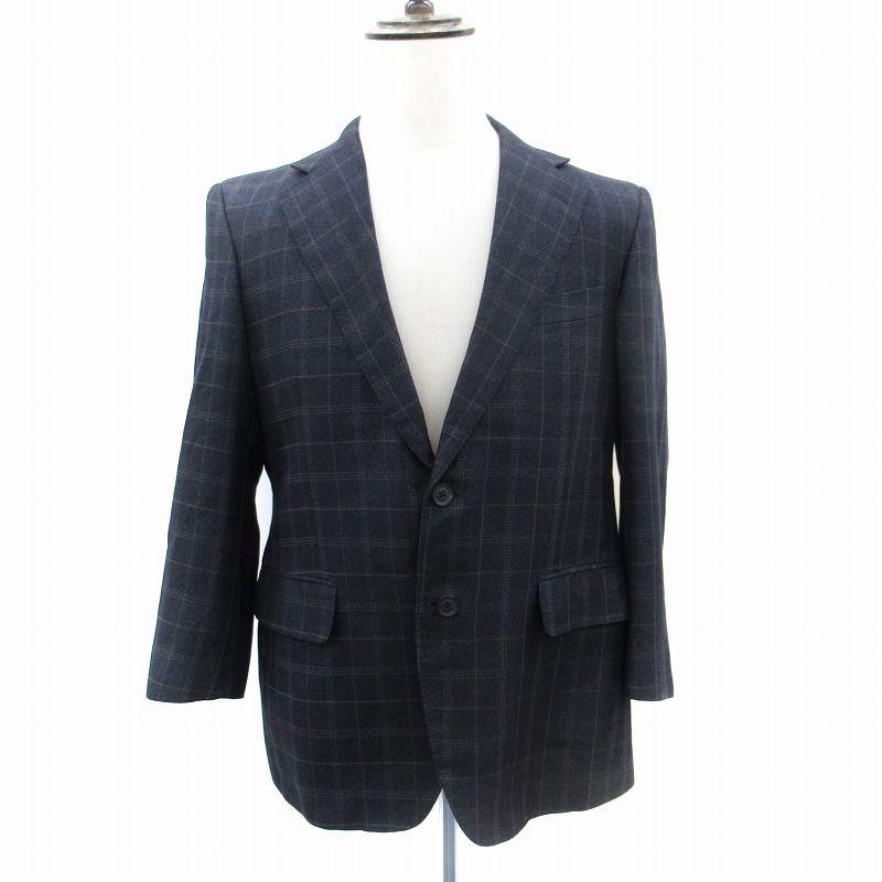 バーバリー ロンドン BURBERRY LONDON テーラードジャケット ブレザー ミドル丈 チェック柄 シルク 紺 ネイビー BBE81-802-29 /SM17 IBO81