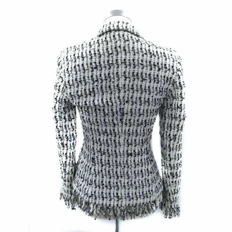 エスカーダ ESCADA ツイードジャケット ミドル丈 フリンジ アイボリー