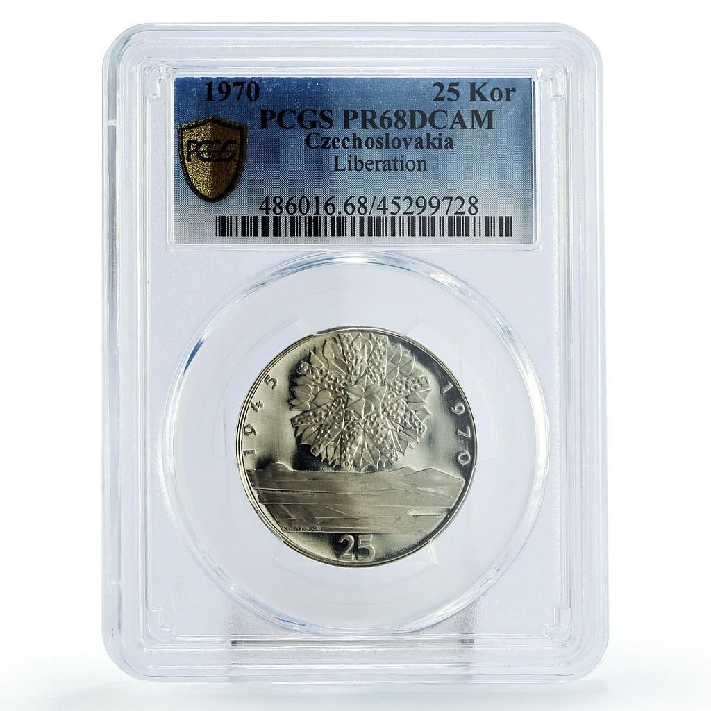 チェコスロバキア 25コルナ 解放の太陽 PR68 PCGS 銀貨 1970年 - メルカリ