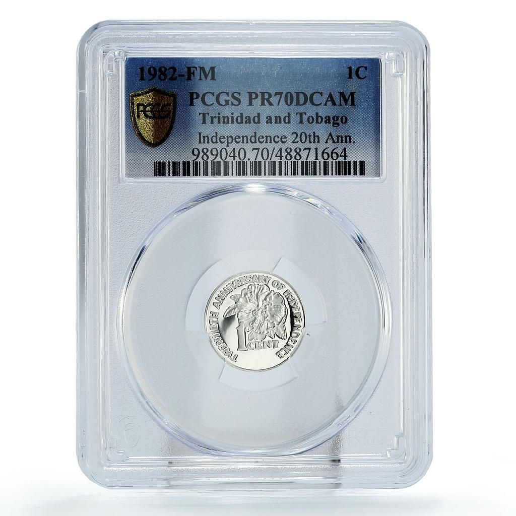 トリニダード・トバゴ 1セント 独立20周年記念 KM-51a PR70 PCGS 銀貨