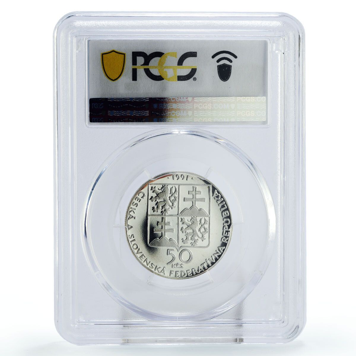 チェコスロバキア 50コルナ ピエシュチャニー スパ建築 PR69 PCGS 銀貨