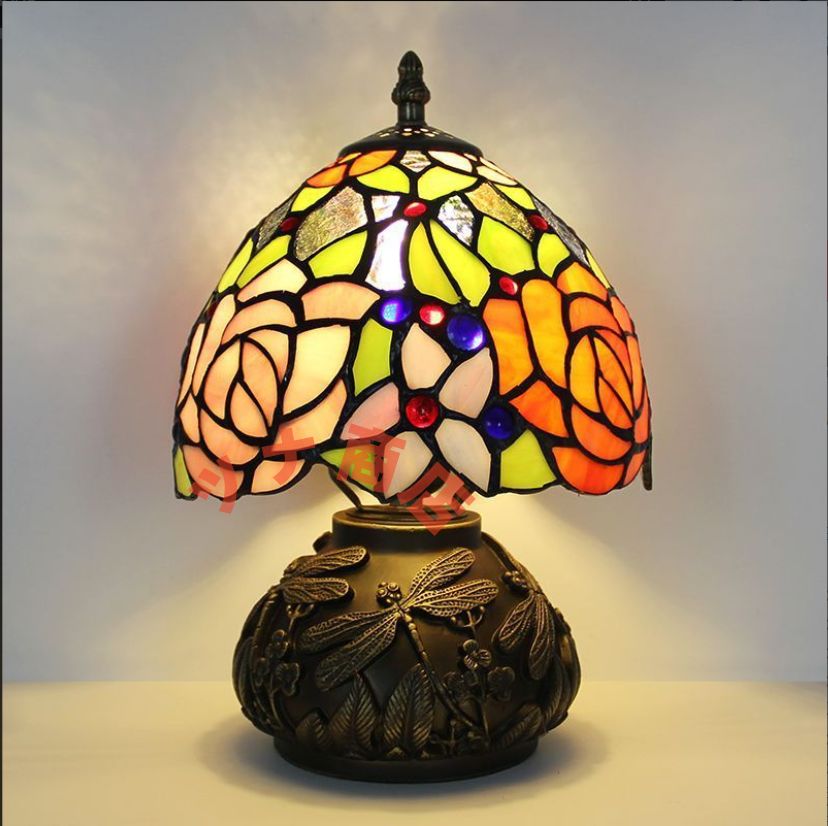 LEDテーブルランプ ステンドグラス 照明クラシック ヨーロッパ 手作り