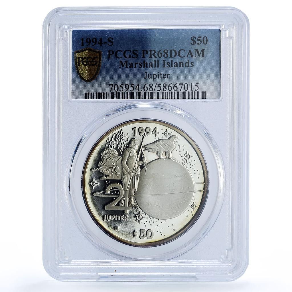 マーシャル諸島 50ドル 木星 太陽系 宇宙 PR 68 PCGS 銀貨 1994年