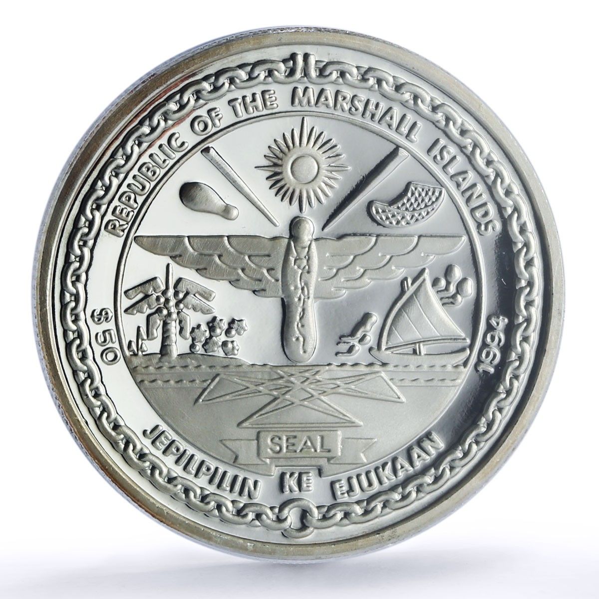 マーシャル諸島 50ドル 木星 太陽系 宇宙 PR 68 PCGS 銀貨 1994年