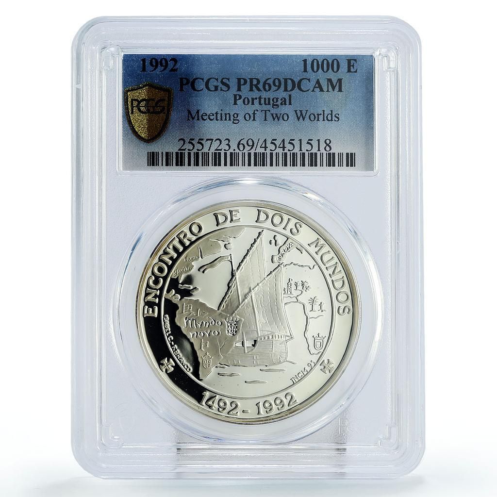 ポルトガル 1000エスクード 二大世界会議船 PR69 PCGS 銀貨 1992年