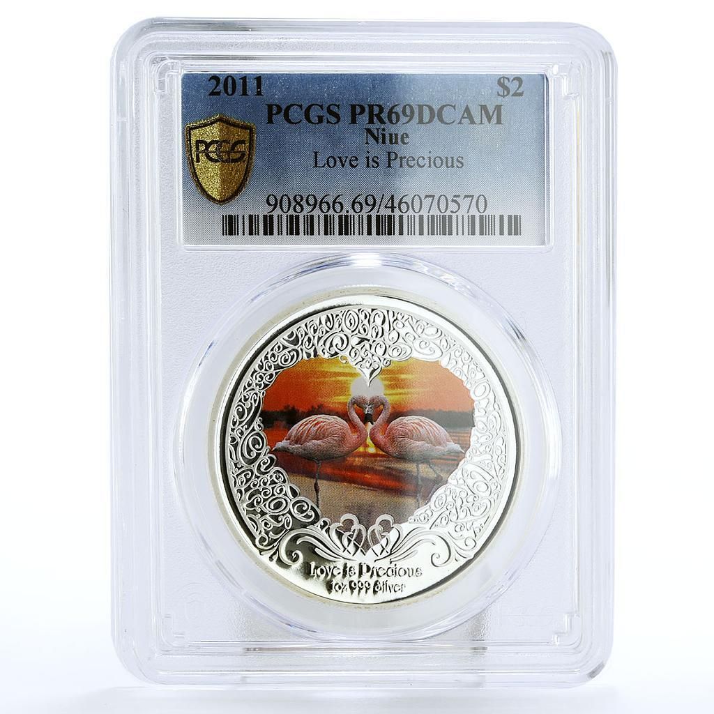 ニウエ 2ドル Love is Precio フラミンゴ 鳥 動物 PR69 PCGS 銀貨 2011