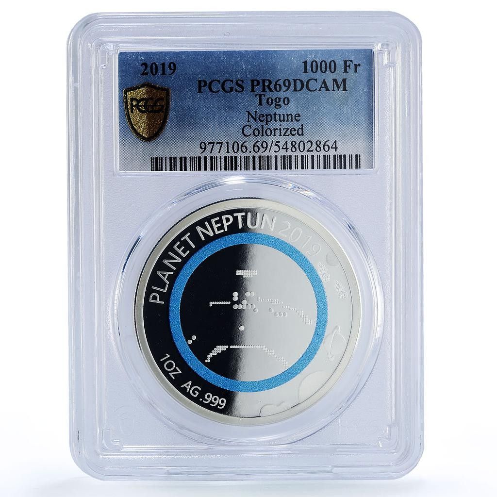 トーゴ 1000フラン 海王星 太陽系 惑星 宇宙 PR 69 PCGS 銀貨 2019年