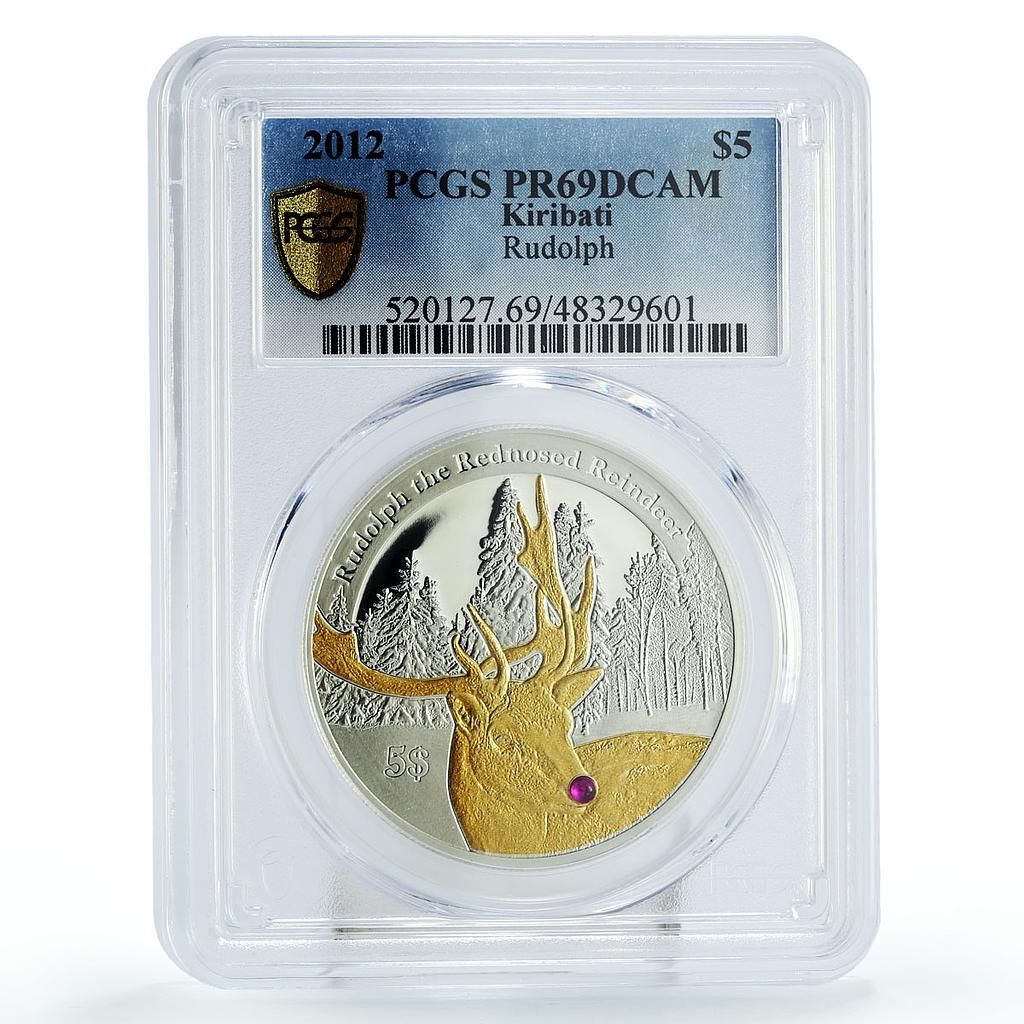 キリバス 5ドル クリスマス 赤鼻のトナカイ ルドルフ PR69 PCGS 銀貨