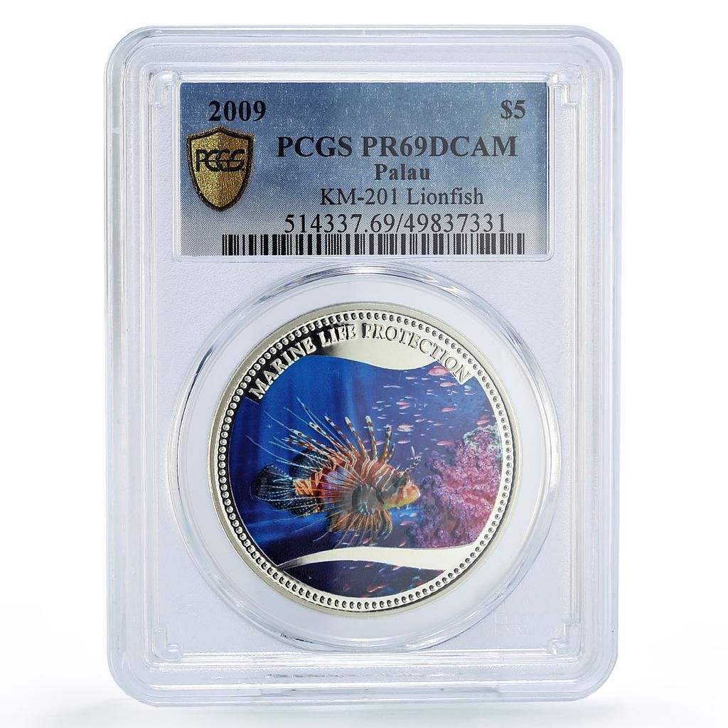パラオ 5ドル 海洋生物保護 レッドライオンフィッシュ PR69 PCGS 銀貨