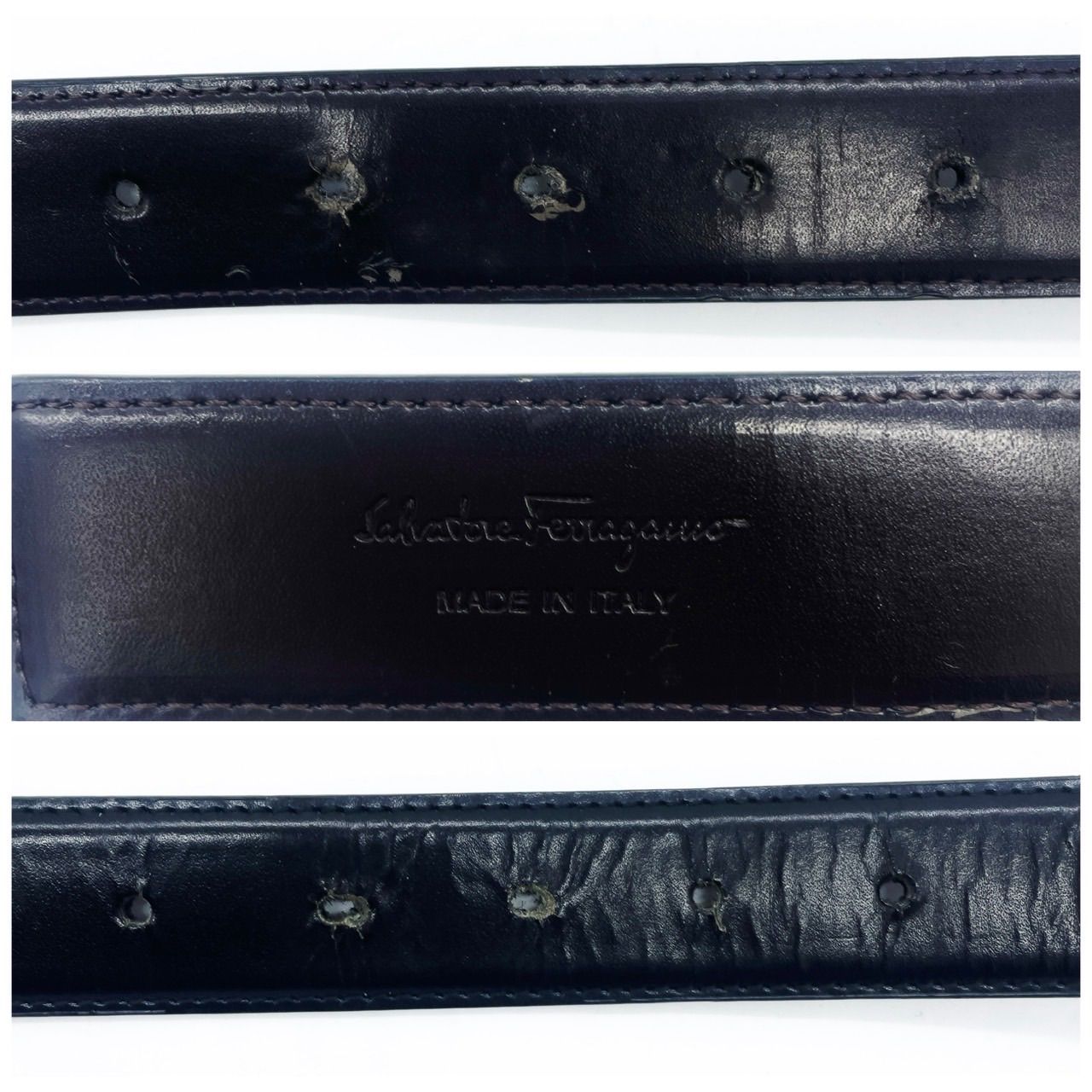 サルヴァトーレフェラガモ ベルト リバーシブル 黒 茶 ガンチーニ 中古