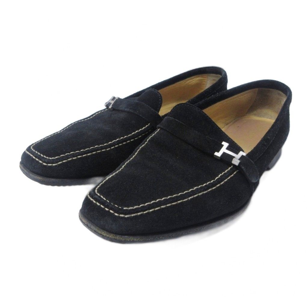 HERMESスエード ローファー 36.1/2 エルメス HERMES ローファー Hロゴ 金具 スエード レザー 36 1/2 約