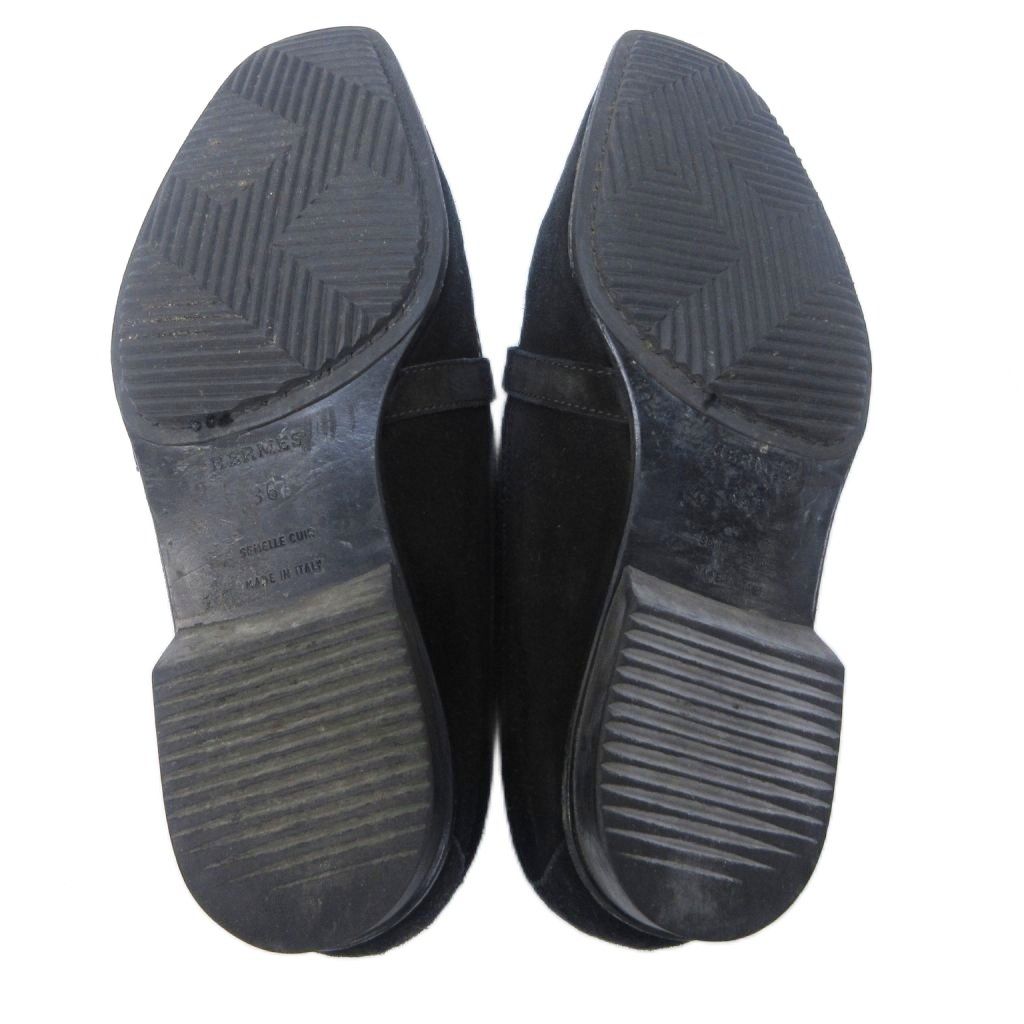 エルメス HERMES ローファー Hロゴ 金具 スエード レザー 36 1/2 約