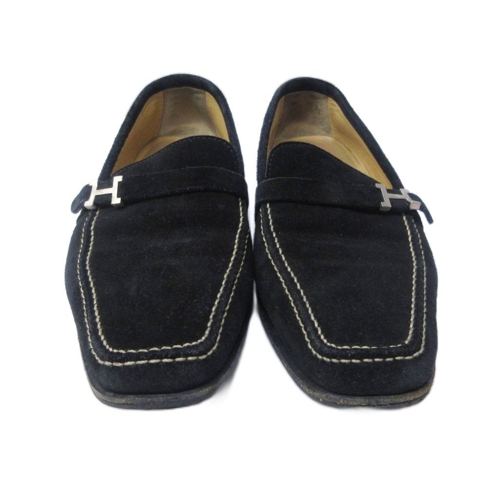 エルメス HERMES ローファー Hロゴ 金具 スエード レザー 36 1/2 約