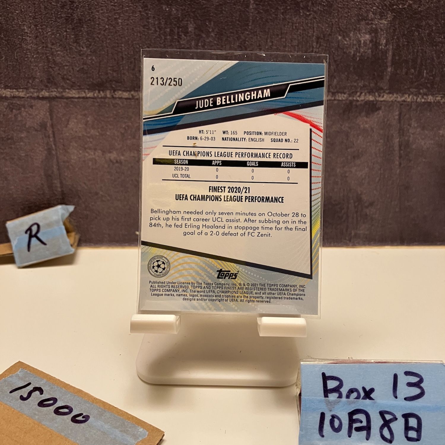 2020 Topps Finest Jude Bellingham 213 250 Borussia Dortmund UEFA Chapions League Refractor RC ルーキー Rookie カード