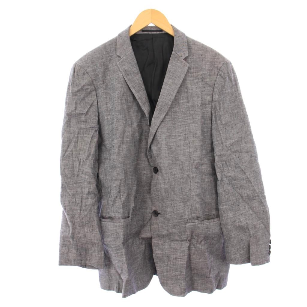 セオリー Theory VIEJO RODOLF-W-HL-A シングルスーツ セットアップ テーラードジャケット アウター 背抜き テーパードパンツ スラックス ジップフライ 麻 リネン 42 34 グレー BB ES