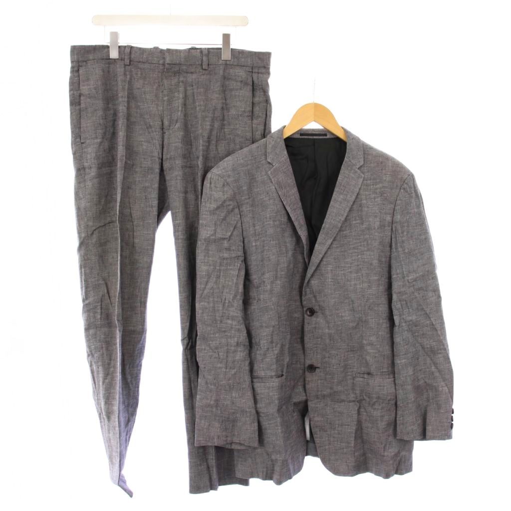 セオリー Theory VIEJO RODOLF W HL A シングルスーツ セットアップ テーラードジャケット アウター 背抜き テーパードパンツ スラックス ジップフライ 麻 リネン 42 34 グレー BB ES