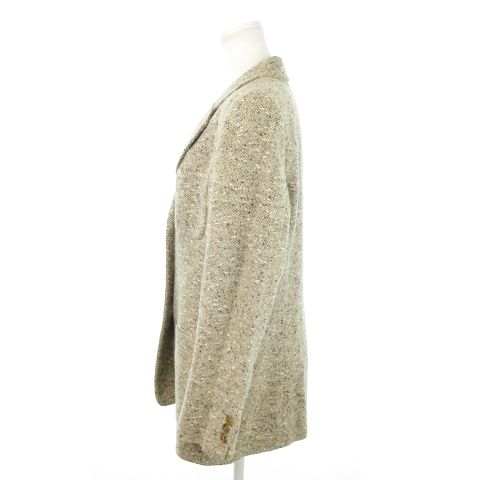 美品✨マックスマーラ ノーカラーツイードジャケット 42 ベージュ セレモニー マックスマーラ MAX MARA テーラードジャケット ツイード 総裏地 3B