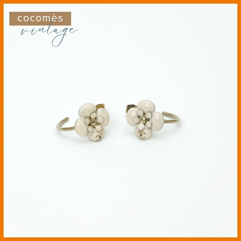 CHANEL 】シャネル ココマーク カメリア フープ10P ピンクベージュ