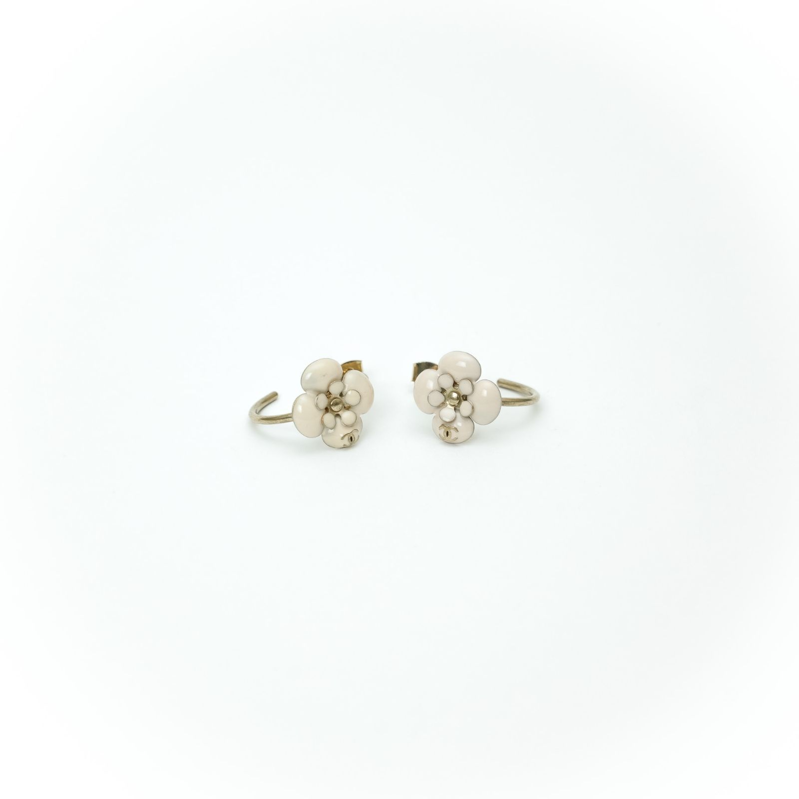 CHANEL 】シャネル ココマーク カメリア フープ10P ピンクベージュ