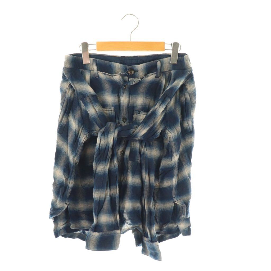 ミハラヤスヒロ MIHARA シャツラップデザインショートパンツ ジッパーフライ 44 青 ライトベージュ NR OS SH