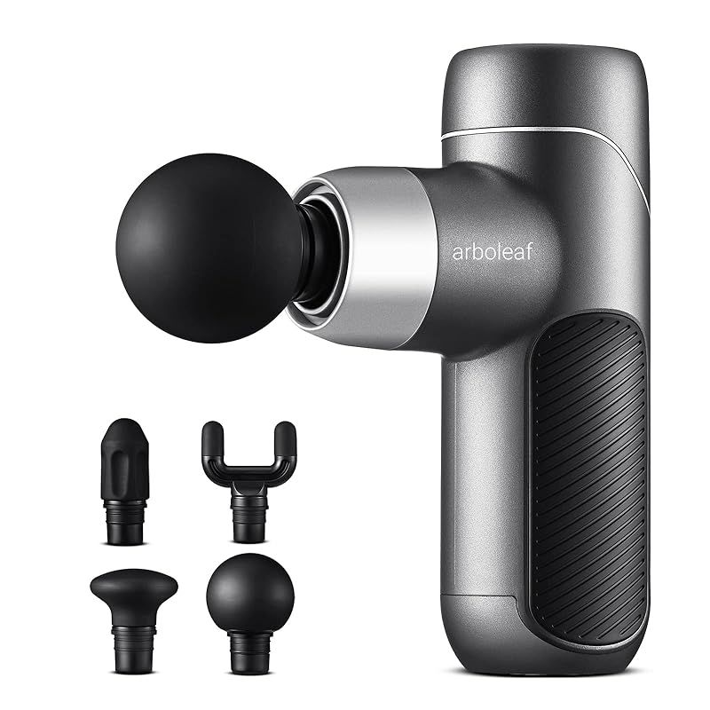 arboleaf 筋膜リリースガン ハンディガン MINI 自適応モード付き 4つのシリコンヘッド付属 5段階強力振動 筋膜リリース 筋膜ガン Type C充電式 2000 mAh 2大容量 8時間以上連続使用 370 g軽量 最速3000回 分 静音 携帯 1