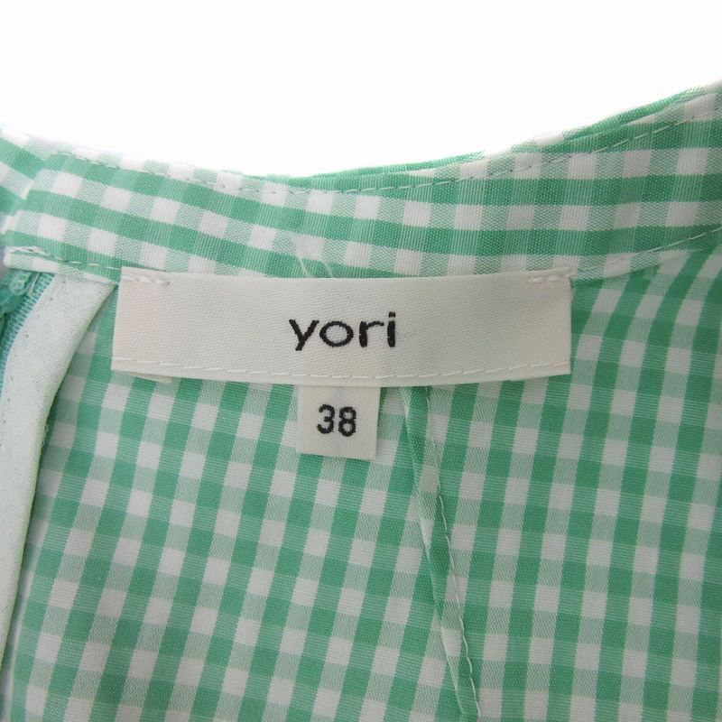 ヨリ yori 23SS ハーフスリーブティアードブラウス 半袖 ギンガム