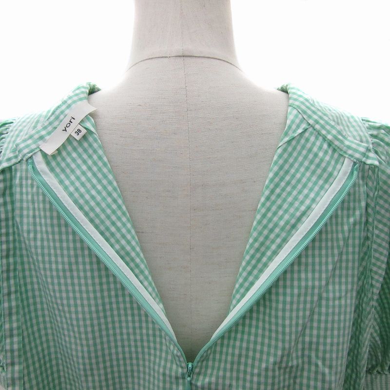 ヨリ yori 23SS ハーフスリーブティアードブラウス 半袖 ギンガム
