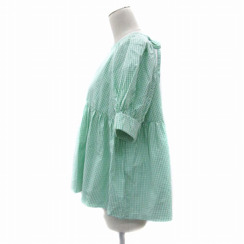 ヨリ yori 23SS ハーフスリーブティアードブラウス 半袖 ギンガム