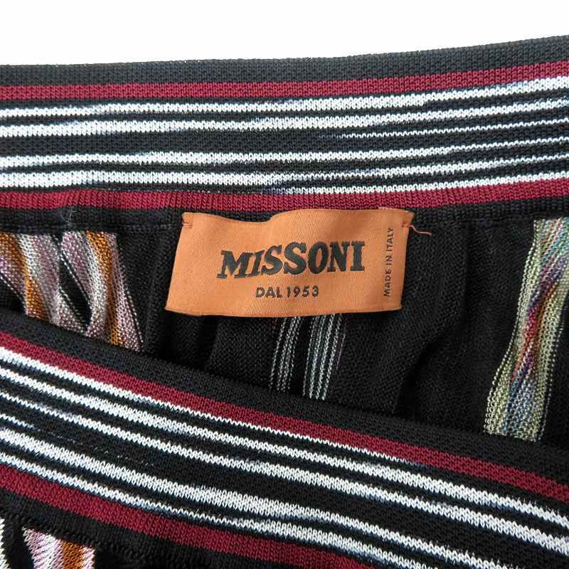ミッソーニ MISSONI プリーツスカート ミモレ丈 ストライプ柄 40 M