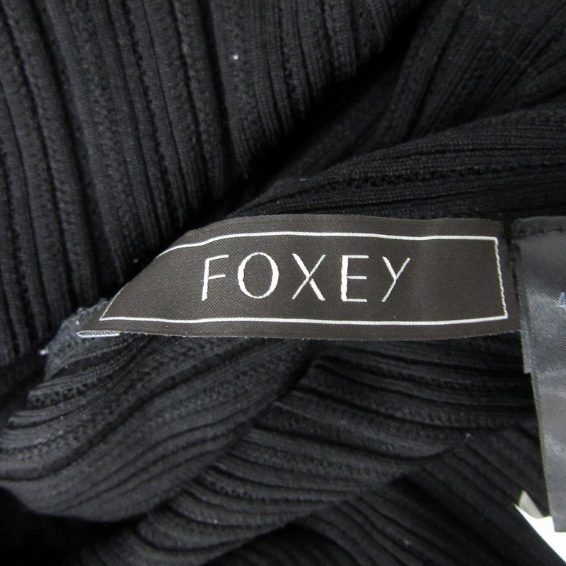 フォクシー FOXEY ニット カットソー 長袖 ラウンドネック 40 M 黒