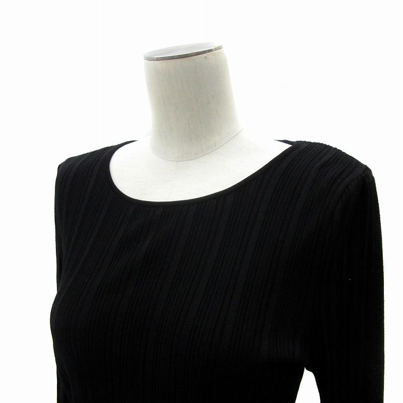 フォクシー FOXEY ニット カットソー 長袖 ラウンドネック 40 M 黒