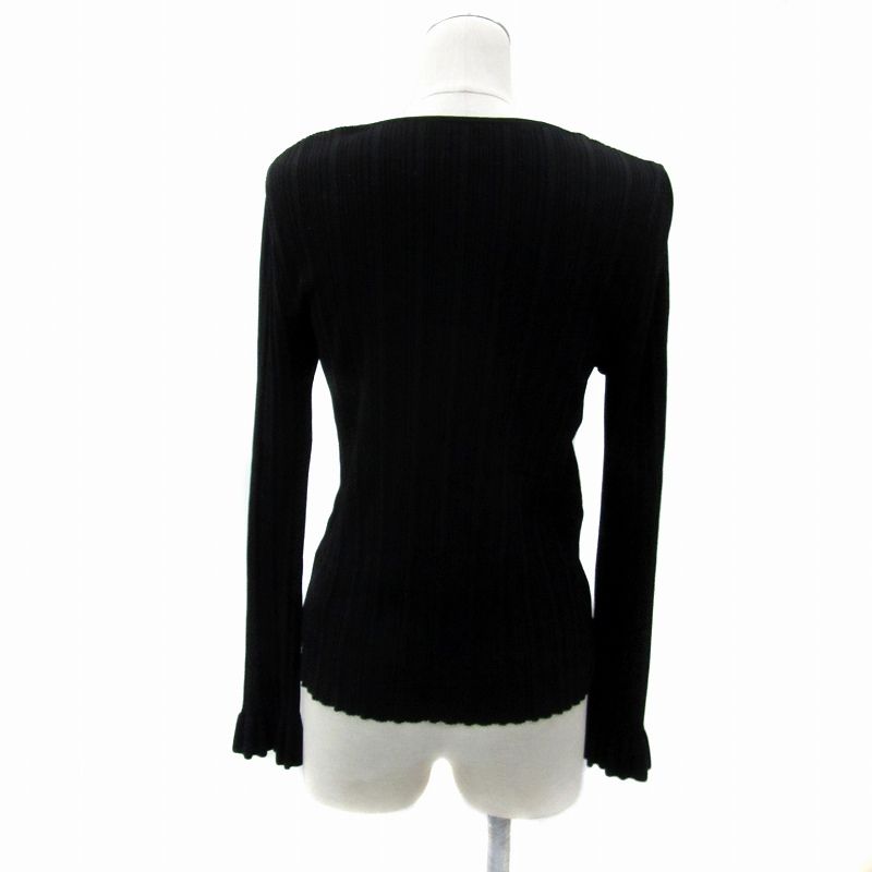 【極美品】FOXEY フォクシー ニット カットソー トップス 40 ロゴ 黒 フォクシー FOXEY ニット カットソー 長袖 ラウンドネック 40 M 黒