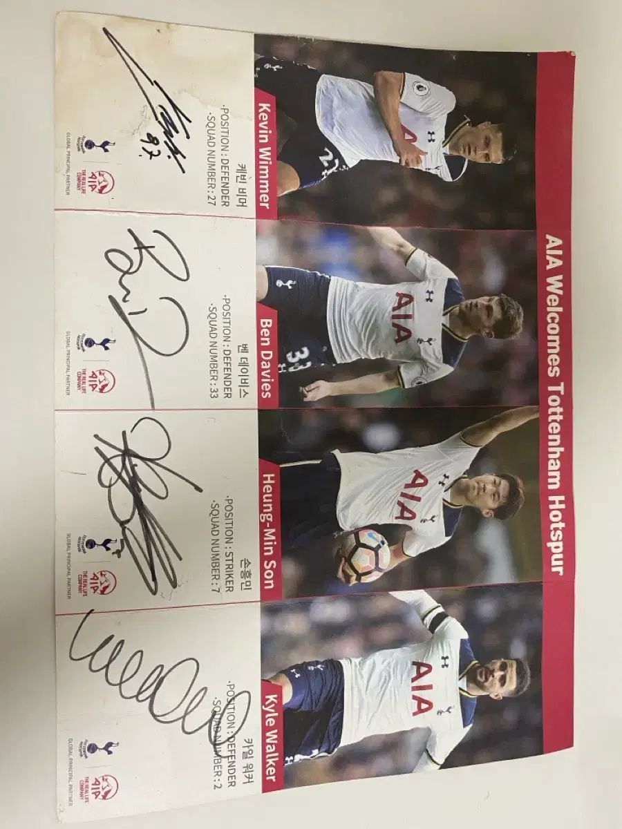 トッテナム 選手団 ソン フンミン ウォーカーブーツ など サイン入り