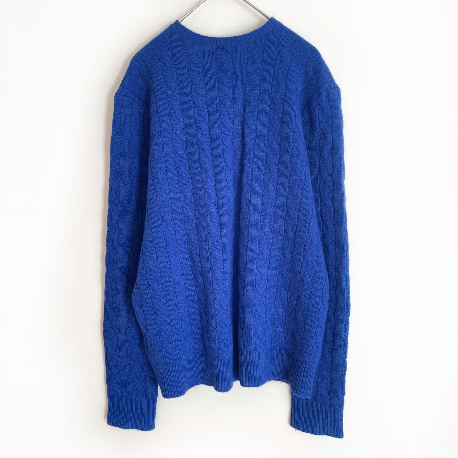 POLO RALPH LAUREN カシミヤ混 ケーブルニット Lサイズ 美品 ブルー