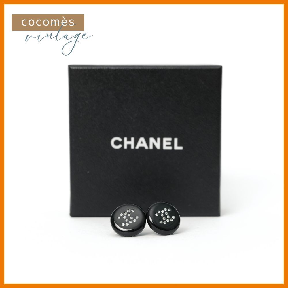 美品 】CHANEL シャネル ココマーク ラインストーン ラウンド ピアス