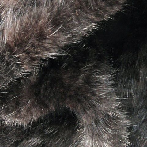 ノーブランド ファーマフラー ミンク 毛皮 フリンジ 焦げ茶 ダーク