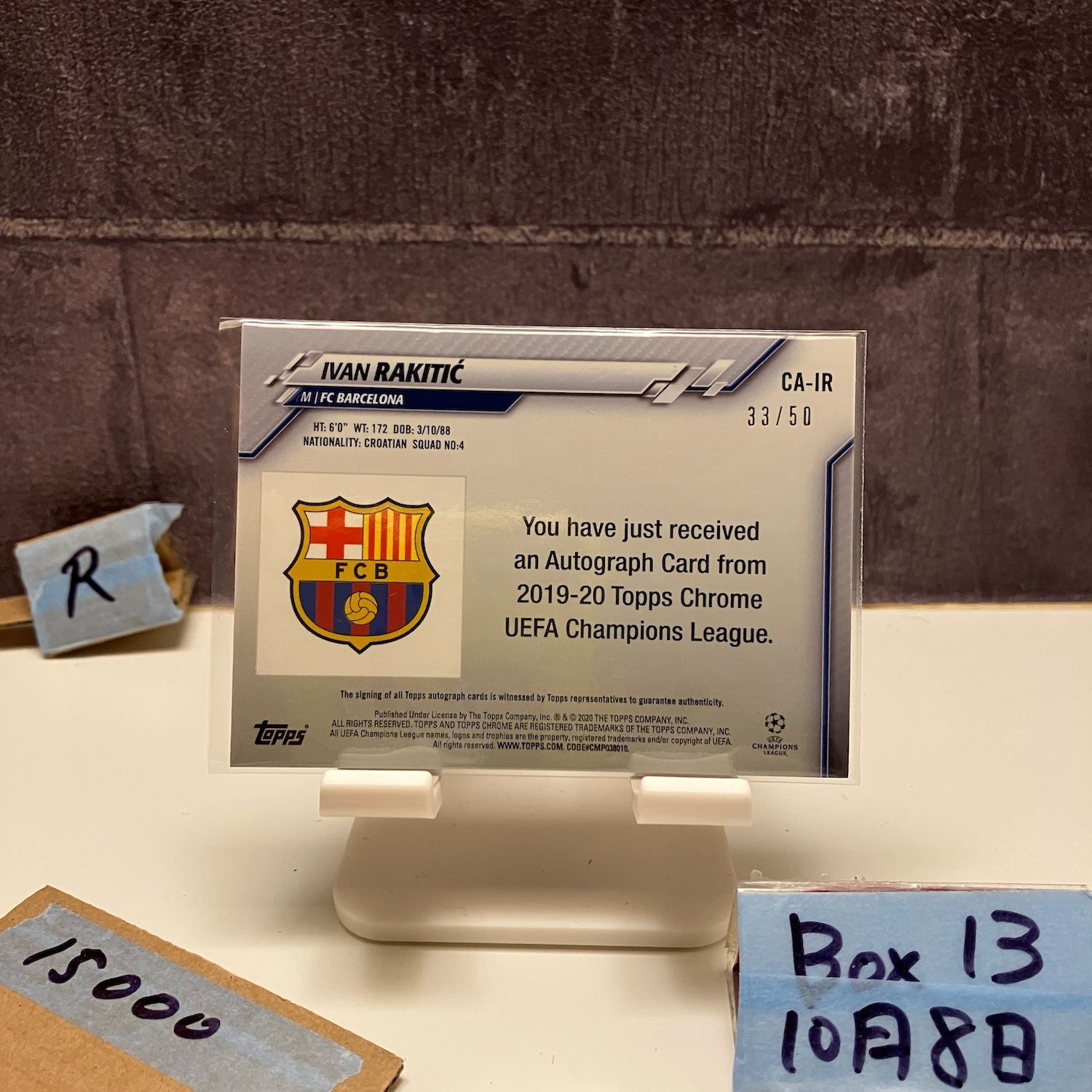 2019-20 Topps Chrome Ivan Rakitic 33 50 直筆サインカード FC Barcelona UEFA Chapions League Refractor カード
