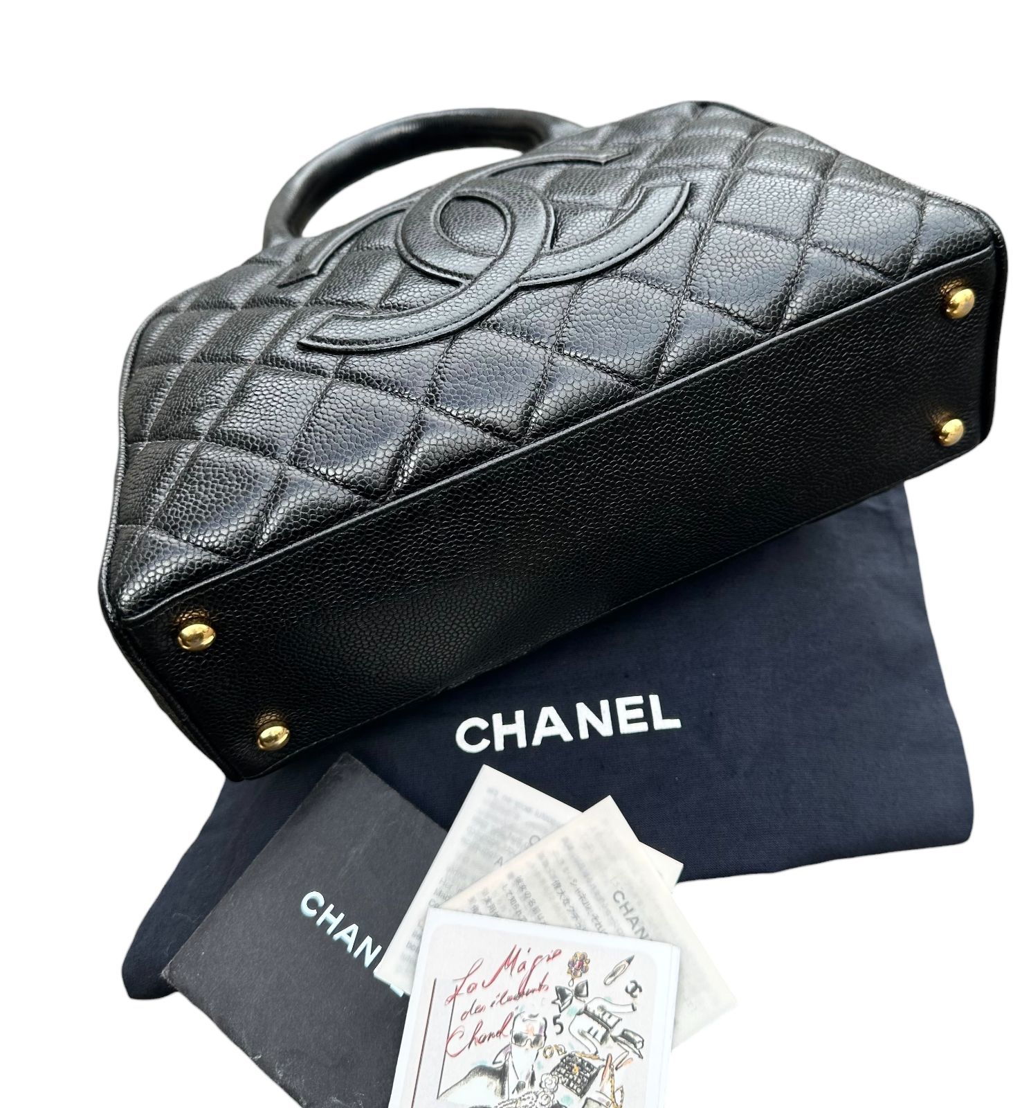 超美品◇本物シャネルCHANELヴィンテージマトラッセキャビアスキンココ