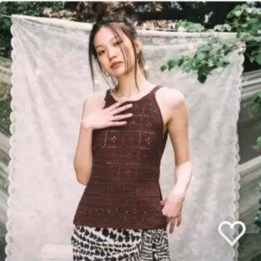 カケキココク kakekikoku ブラウン クロシェ ホルターネック ニット トップス