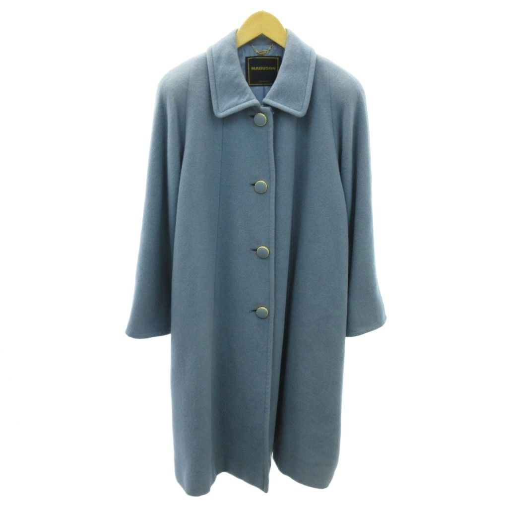 【新品同様】マディソンブルー　ドルマンスリーブ　コート　ウール　ロング丈　S マディソン MADUSON ステンカラ―コート ウール ロング丈 9 水色 ライト