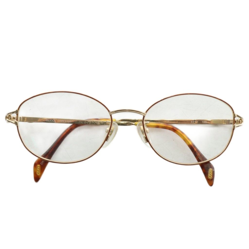 グッチ GUCCI 眼鏡 メガネ 度あり メタルフレーム べっ甲柄 ロゴ