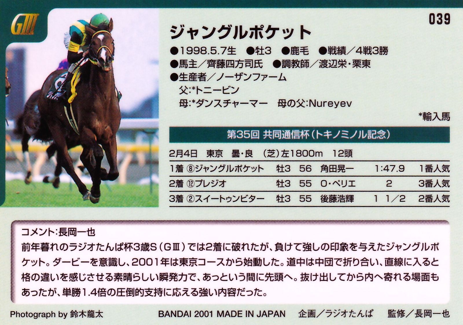 ジャングルポケット：第35回 共同通信杯「サラブレッドカード 01年