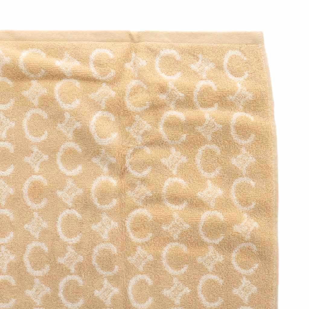 CELINE ロゴ入りベージュブランケット セリーヌ CELINE バスタオル ブランケット 総柄 ロゴ 63×120cm