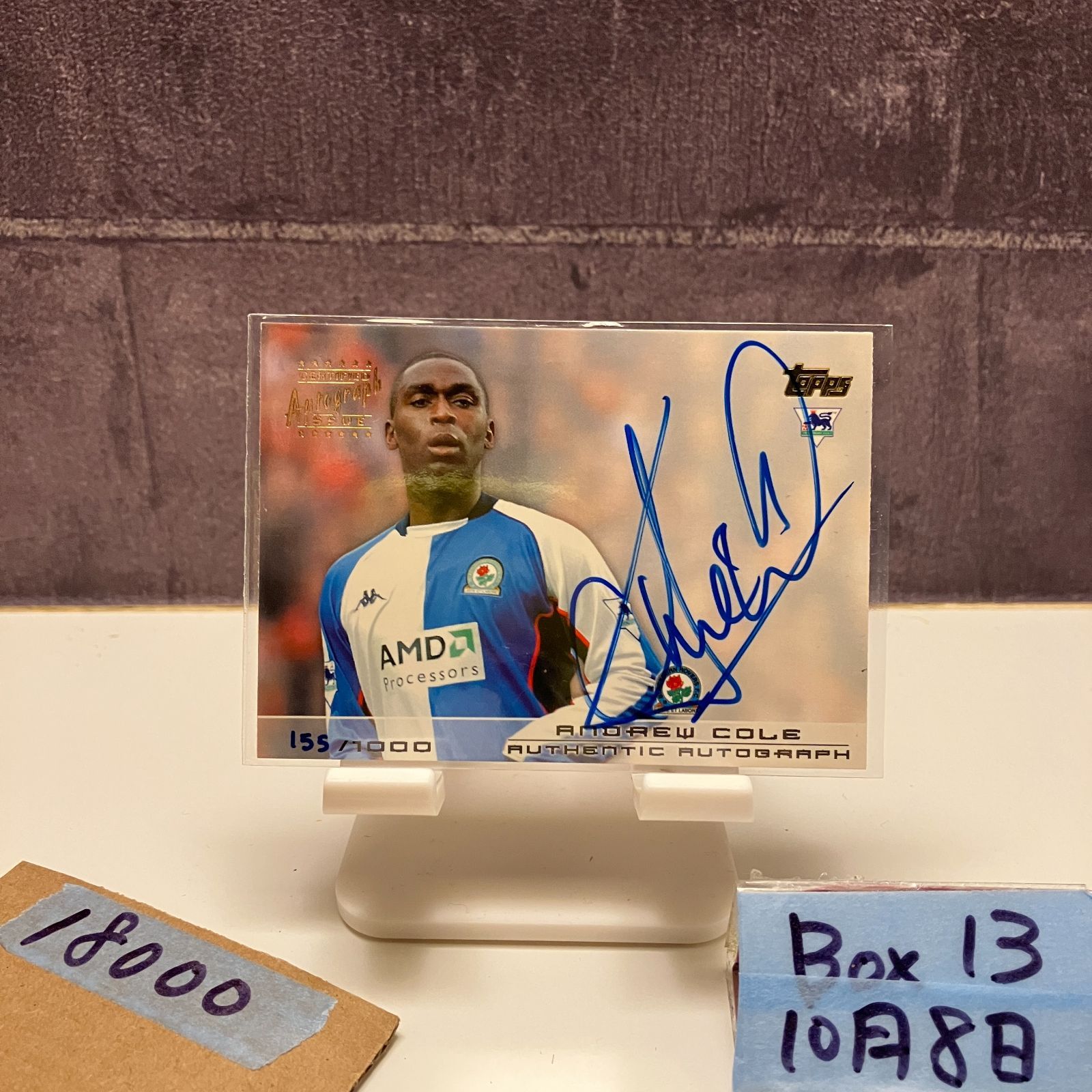 2003 Topps Andrew Cole 155 1000 直筆サインカード Blackburn Rovers Premier G カード