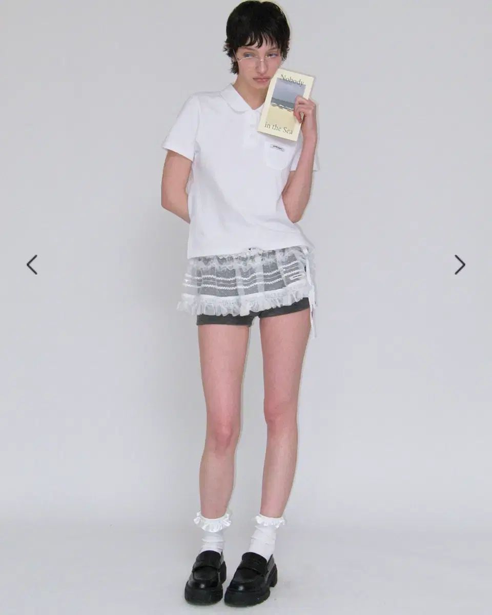 CRNK LACE SHIRRING APRON_WHITE レイヤード スカート