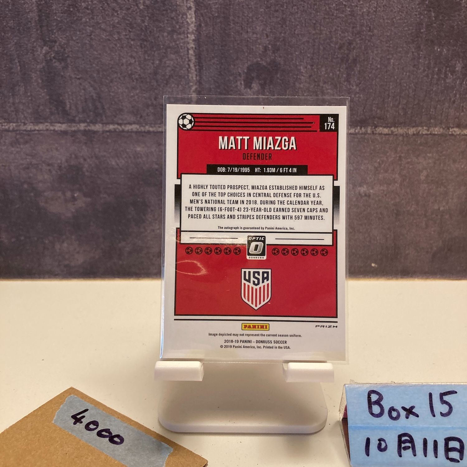 2019 Panini Donruss Optic Matt Miazga 直筆サインカード United